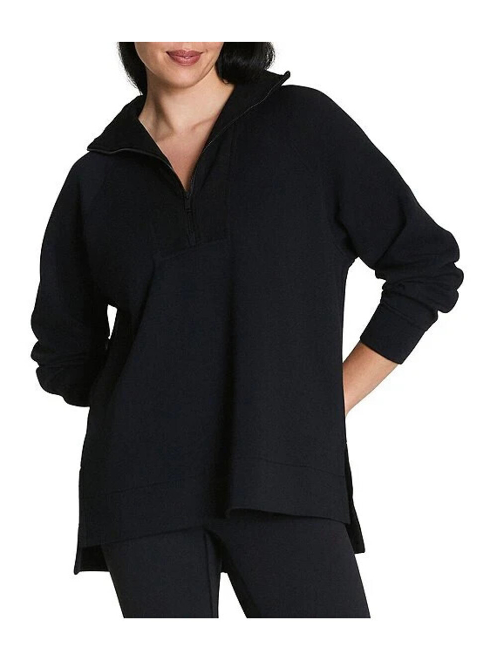 NEW, SPANX AirEssentials Half Zip Tunic in Black Sz L #T4154